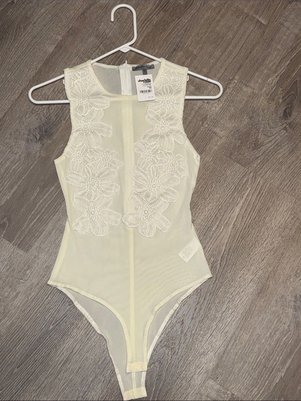 Cherokee Cream Lace Floral Appliqué One-Piece Bodysuit